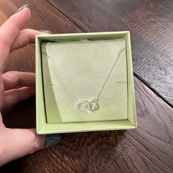 NEW IN BOX Elegant Silver Interlocking Circles Necklace - Picture 15 of 15